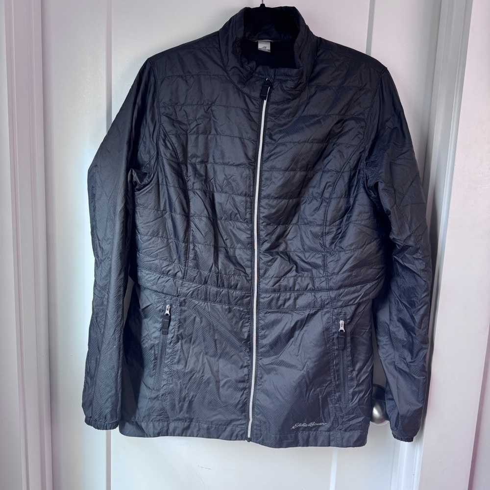 Eddie Bauer Women's Lightweight Quilted Vented Jacket Full Zip Black 23612343 LG